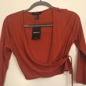 Burnt orange wrap top